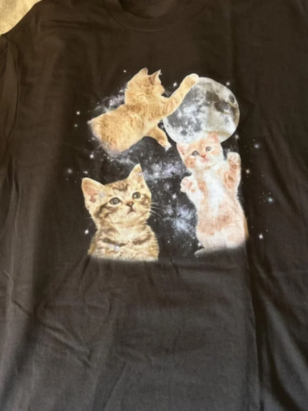 Vintage 90'S Cat Funny Black Graphic T-Shirt-Size L